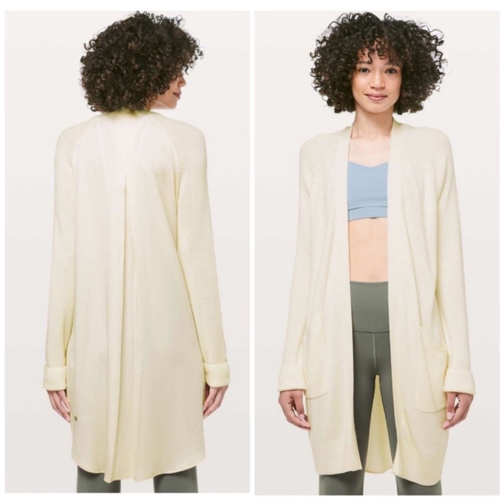 Lululemon Cream Open Front Cardigan Still At Ease Wrap Angel Wing size 8